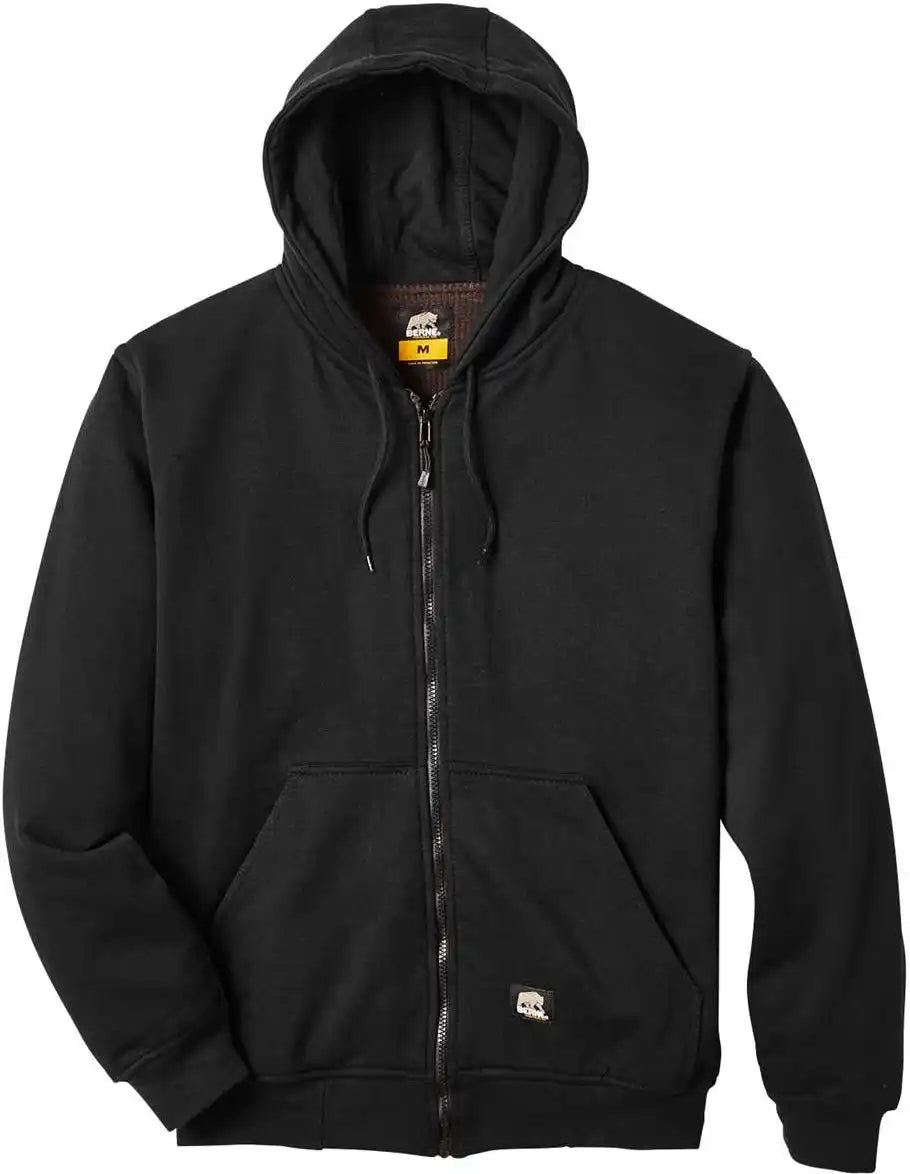 Berne Apparel Sz101t Tall Heritage Thermal-lined Full-zip Hooded Sweatshirt - Black - 5xlt