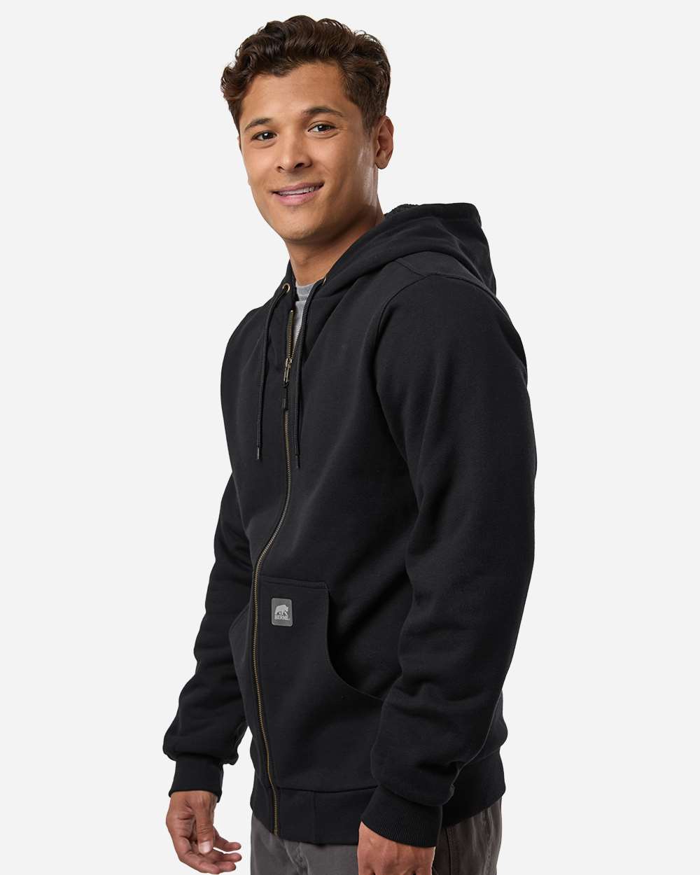 Berne Apparel Sz107 Men’s Heritage Grid Fleece-lined Full-zip Hooded Sweatshirt - Black