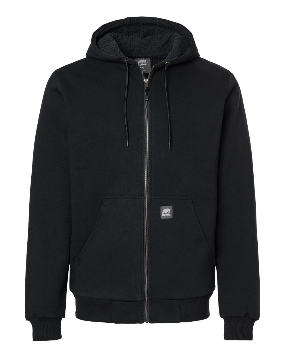 Berne Apparel Sz107 Men’s Heritage Grid Fleece-lined Full-zip Hooded Sweatshirt - Black