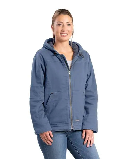 Berne Apparel Whj48 Women’s Sherpa-lined Twill Hooded Jacket - Steel Blue - Ladies s
