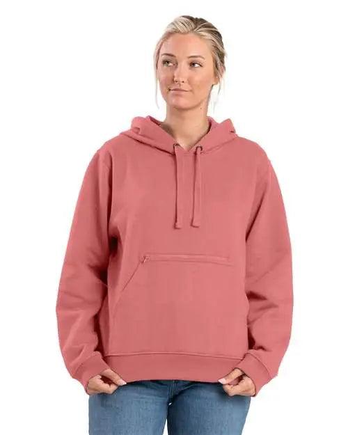 Berne Apparel Wsp418 Women’s Heritage Zippered Pocket Hooded Sweatshirt - Pink Plume Heather - Ladies s