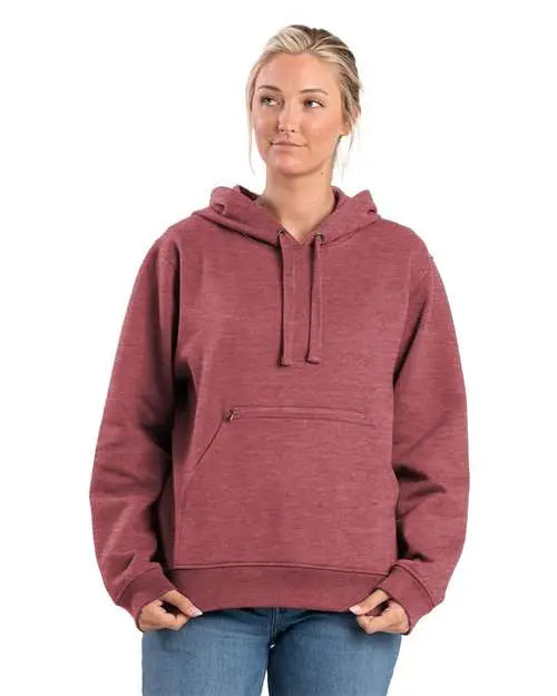 Berne Apparel Wsp418 Women’s Heritage Zippered Pocket Hooded Sweatshirt - Sangria - Ladies s