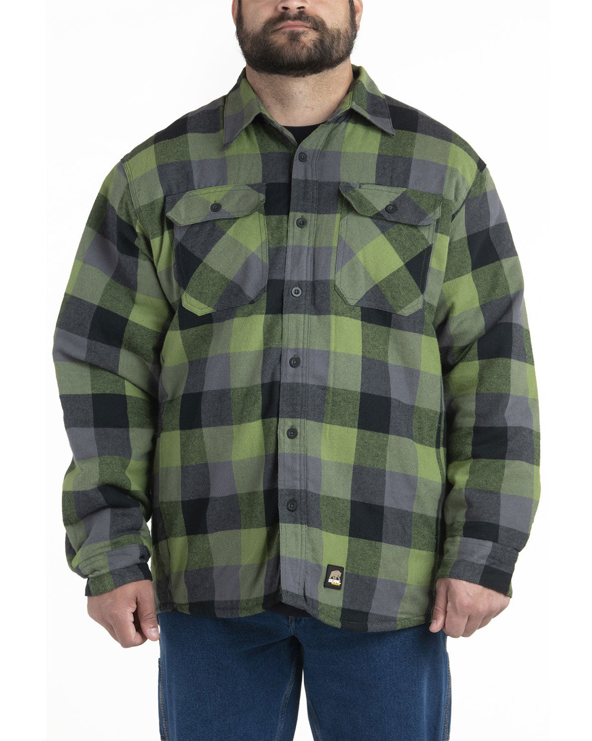 Berne Apparel SH69 Timber Flannel Shirt Jacket - Plaid Green