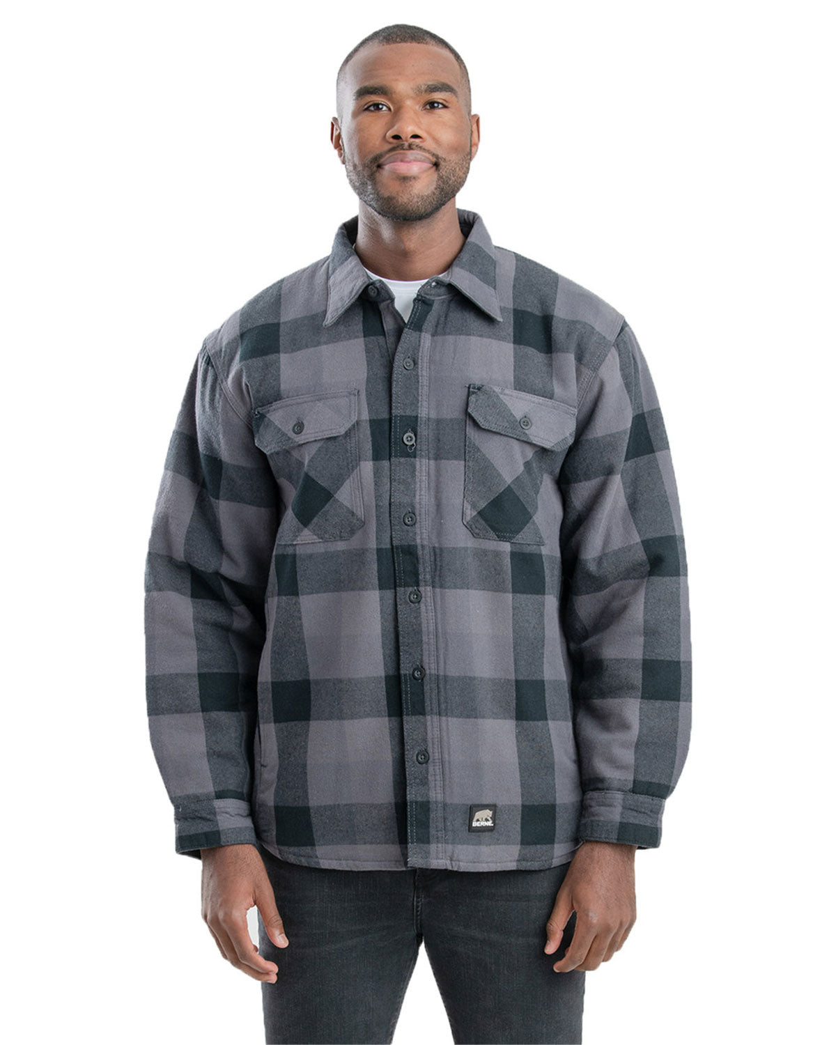 Berne Apparel SH69 Timber Flannel Shirt Jacket - Plaid Slate