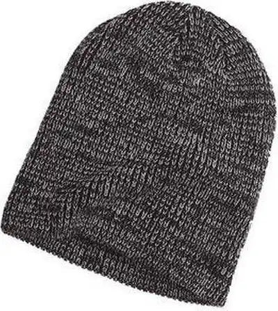 Big Accessories Ba524 Ribbed Marled Beanie - Black Gray - one Size Fits Most