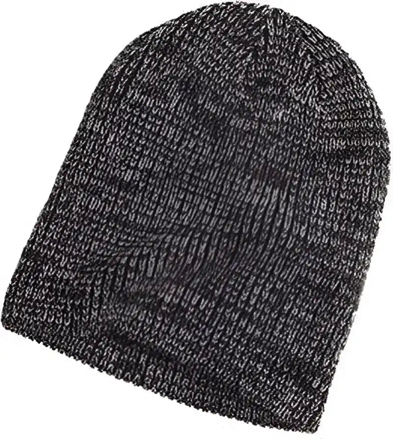 Big Accessories Ba524 Ribbed Marled Beanie Black Gray / one Size Fits Most