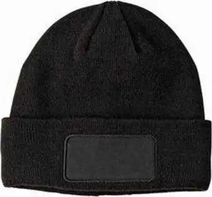 Big Accessories Ba527 Patch Beanie - Black - one Size Fits Most