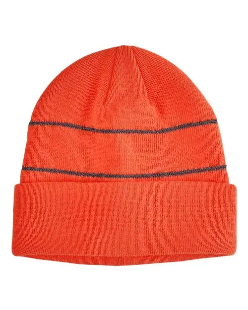 Big Accessories Ba535 Reflective Cuffed Beanie - Neon Orange - one Size Fits Most