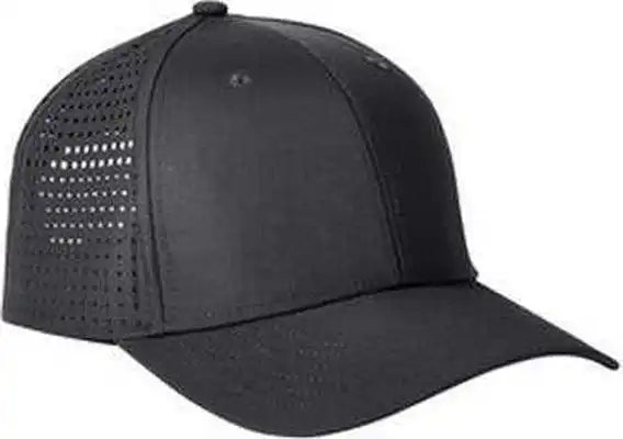 Big Accessories Ba537 Performance Perforated Cap - Black - one Size Fits Most
