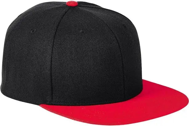 Big Accessories Ba539 Flat Bill Sport Cap - Black Red - one Size Fits Most