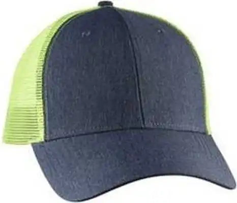 Big Accessories Ba540 Sport Trucker Cap - Navy Neon Yellow - one Size Fits Most