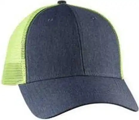 Big Accessories Ba540 Sport Trucker Cap - Navy Neon Yellow - one Size Fits Most