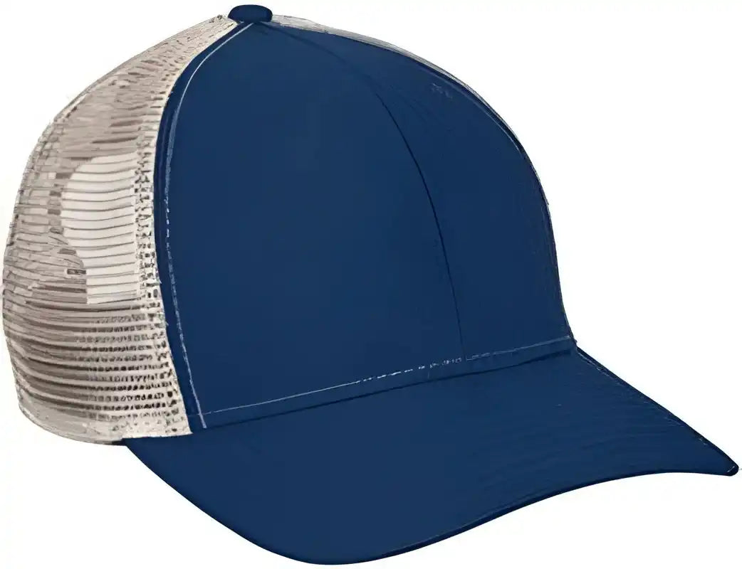 Big Accessories Ba540 Sport Trucker Cap - Navy Tan - one Size Fits Most
