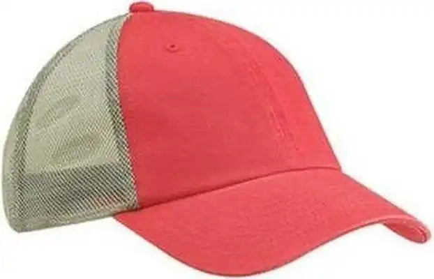 Big Accessories Ba601 Washed Trucker Cap - Cosmo Gray - Red / one Size Fits Most