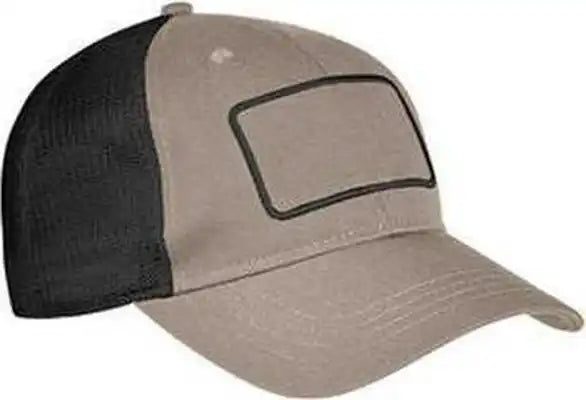 Big Accessories Ba656t Patch Trucker Cap - Khaki Black - one Size Fits Most