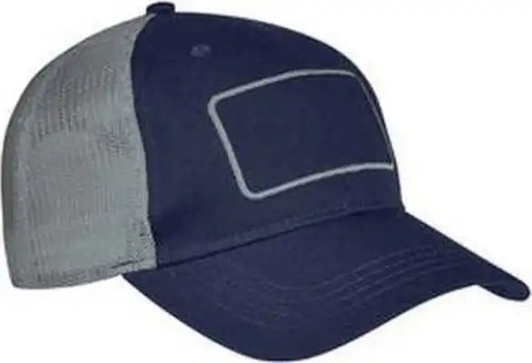 Big Accessories Ba656t Patch Trucker Cap - Navy Gray - one Size Fits Most