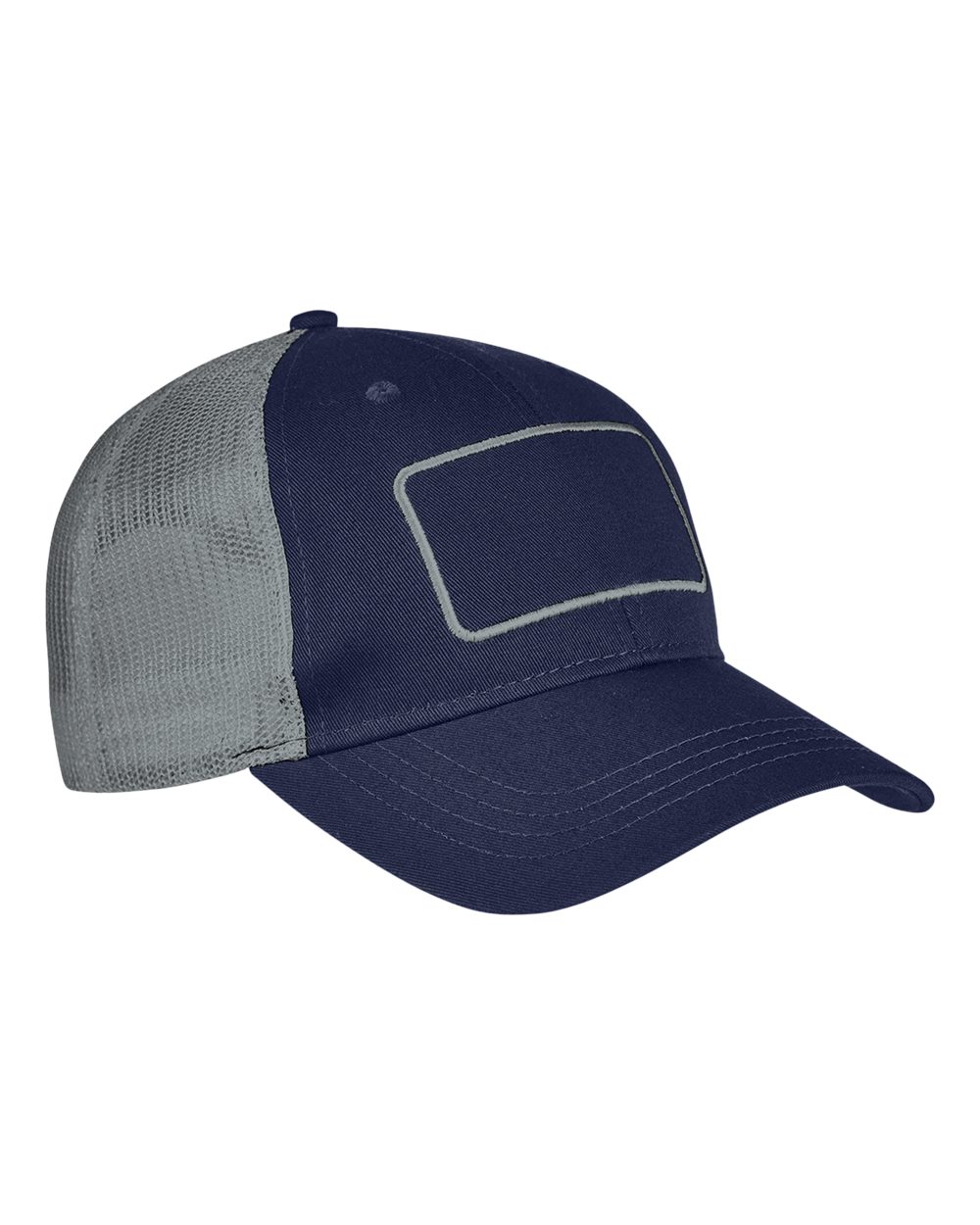 Big Accessories Ba656t Patch Trucker Cap - Navy Grey