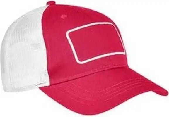 Big Accessories Ba656t Patch Trucker Cap - Red White - one Size Fits Most