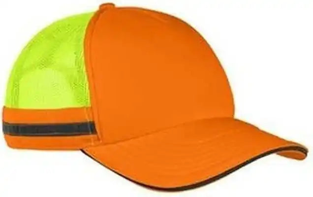 Big Accessories Ba661 Safety Trucker Cap - Neon Orange Ne Yellow - one Size Fits Most