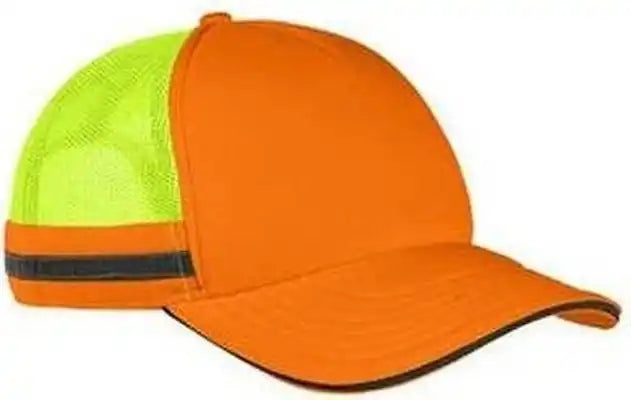 Big Accessories Ba661 Safety Trucker Cap - Neon Orange Ne Yellow - one Size Fits Most
