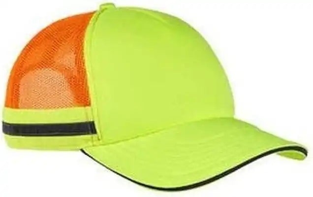 Big Accessories Ba661 Safety Trucker Cap - Neon Yellow Ne Org - Orange / one Size Fits Most