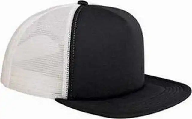 Big Accessories Bx030 5 Panel Foam Front Trucker Cap Black White / one Size Fits Most