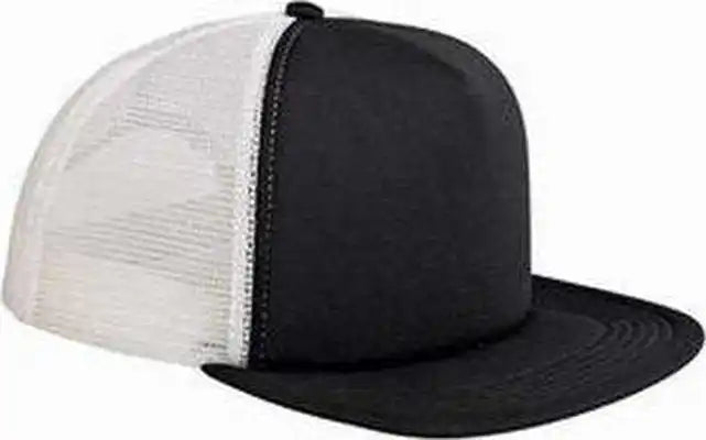 Big Accessories Bx030 5 Panel Foam Front Trucker Cap Black White / one Size Fits Most