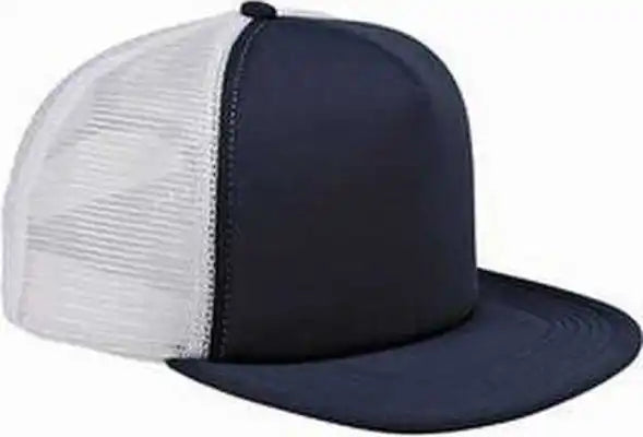 Big Accessories Bx030 5-panel Foam Front Trucker Cap - Navy White - one Size Fits Most
