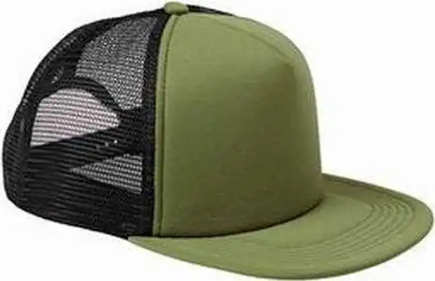 Big Accessories Bx030 5-panel Foam Front Trucker Cap - Olive Black - one Size Fits Most