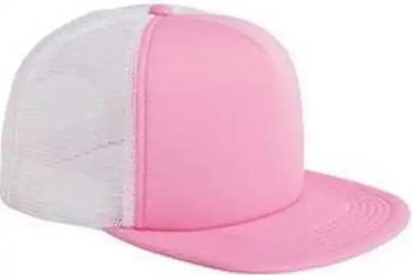 Big Accessories Bx030 5-panel Foam Front Trucker Cap - Pink White - one Size Fits Most