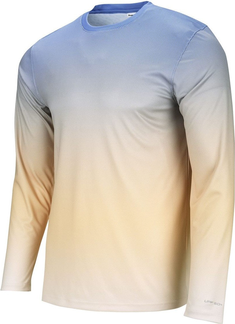 Bimini Blue/ Peach Barbados Performance Pin Dot Long Sleeve T-Shirt - 225