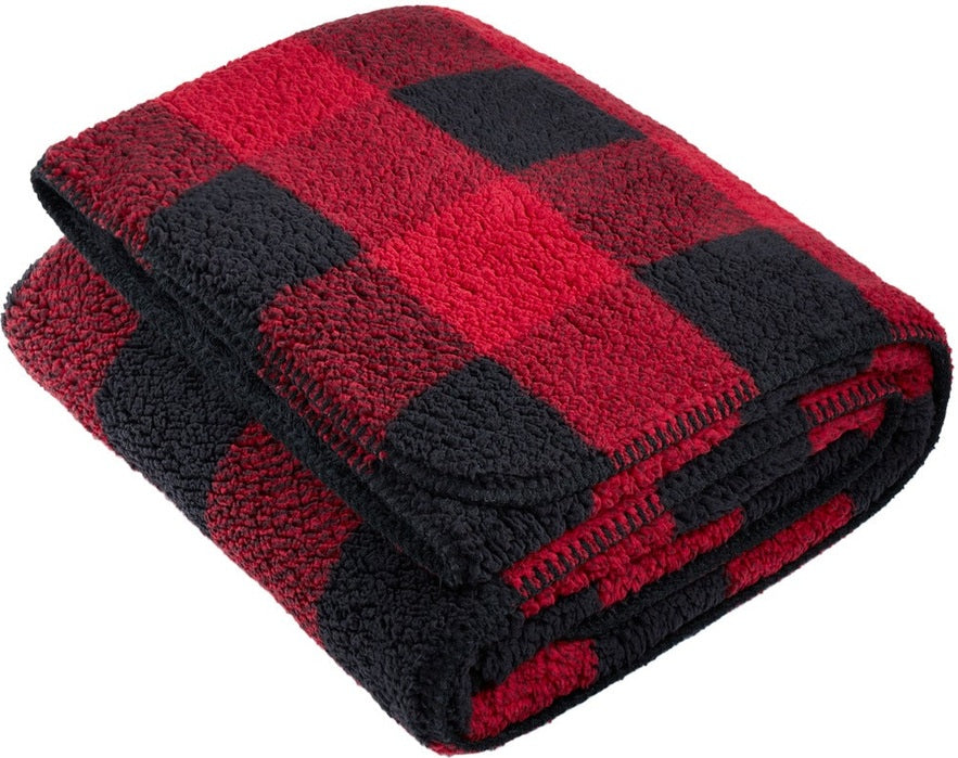 Bk/RBflPld Port Authority Double-Sided Sherpa/Plush Blanket BP48
