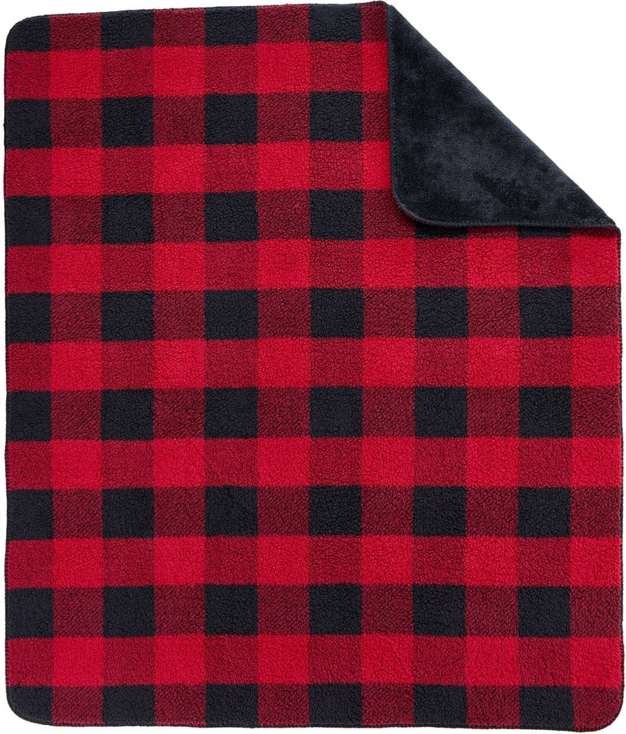 Bk/RBflPld Port Authority Double-Sided Sherpa/Plush Blanket BP48
