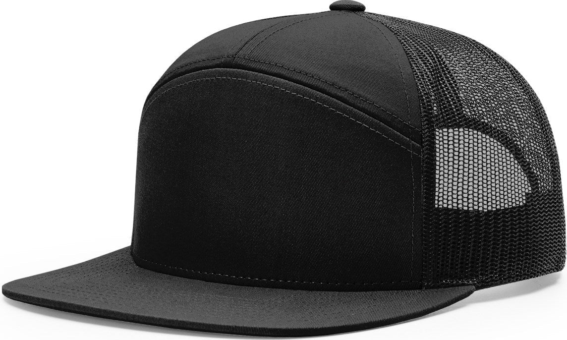 Black 7 Panel Trucker