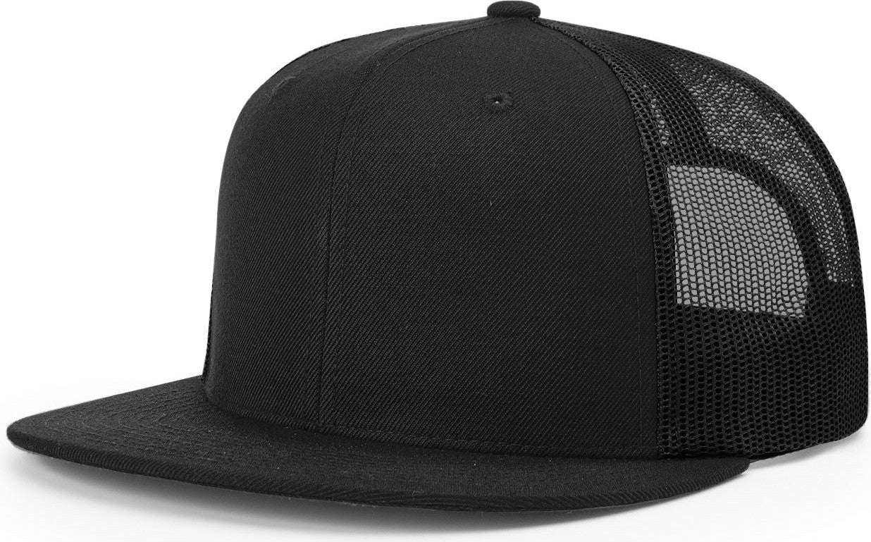 Charcoal/White Acrylic-Wool Blend Flatbill Trucker