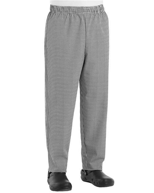 Front View of Black and White Check Baggy Chef Pants - 5360