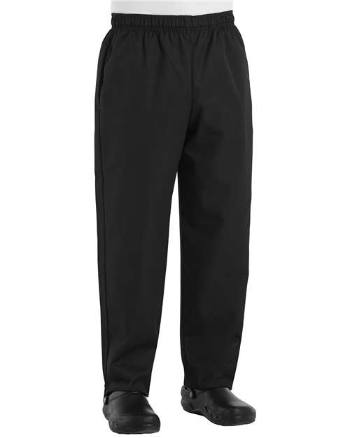 Front View of Black Baggy Chef Pants - 5360