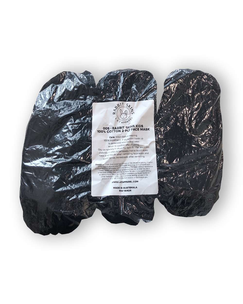 Black/ Black Kids 100% Cotton 2-Ply Face Mask - 005