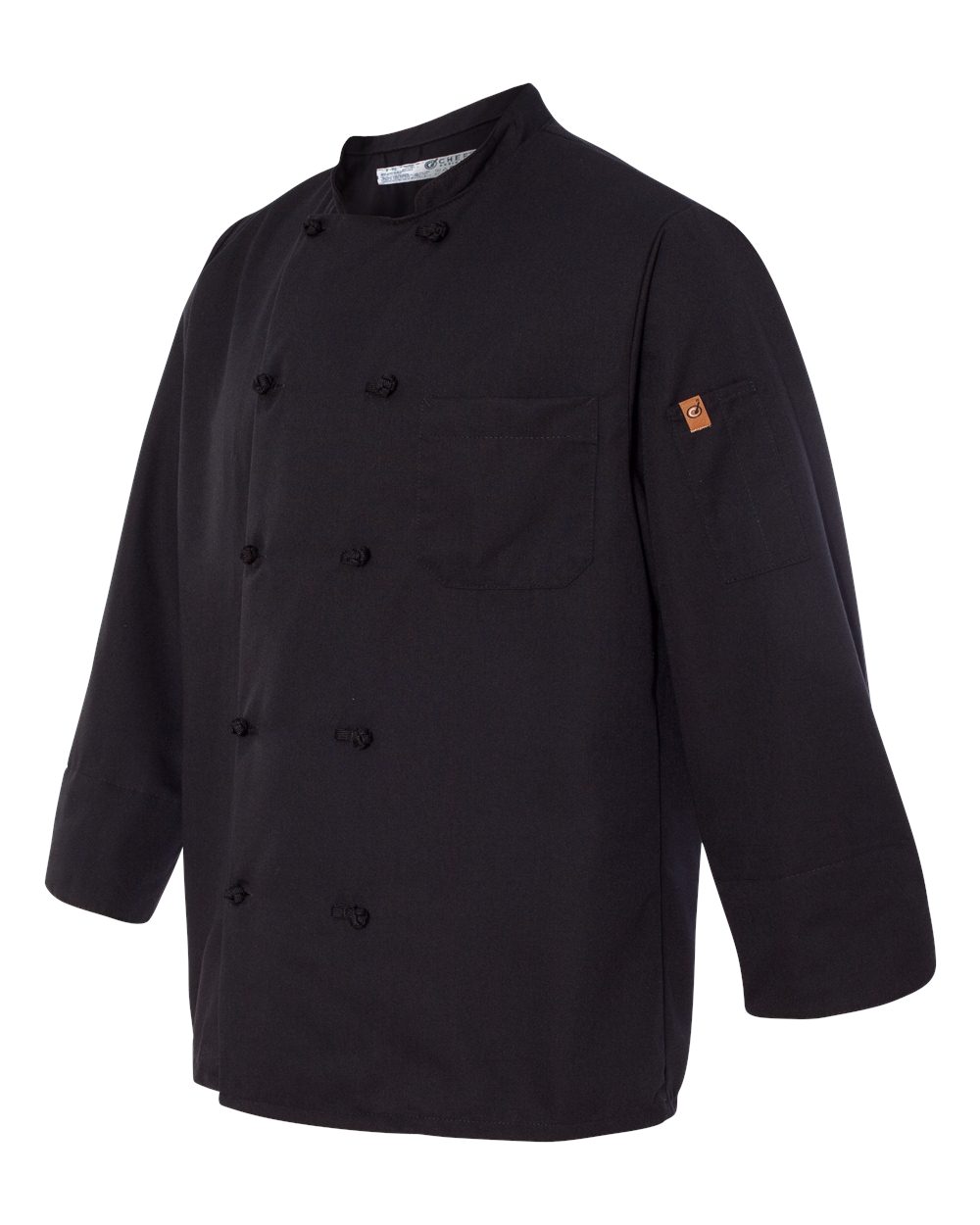 Black Black Knot Button Chef Coat - 0427