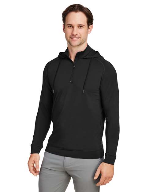 Black/ Black Vandyke Quarter-Zip Pullover Hooded Sweatshirt - SWV600