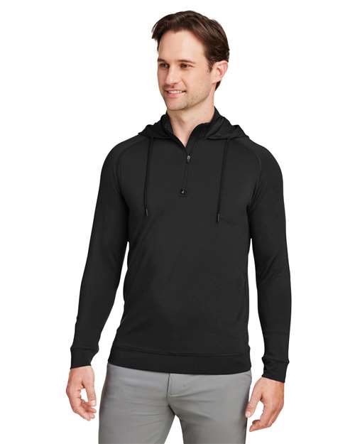 Black/ Black Vandyke Quarter-Zip Pullover Hooded Sweatshirt - SWV600