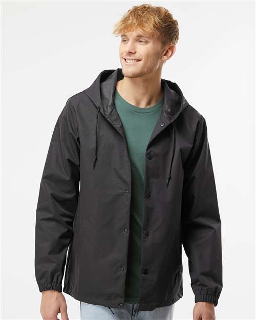 Black/ Black Water-Resistant Hooded Windbreaker - EXP95NB