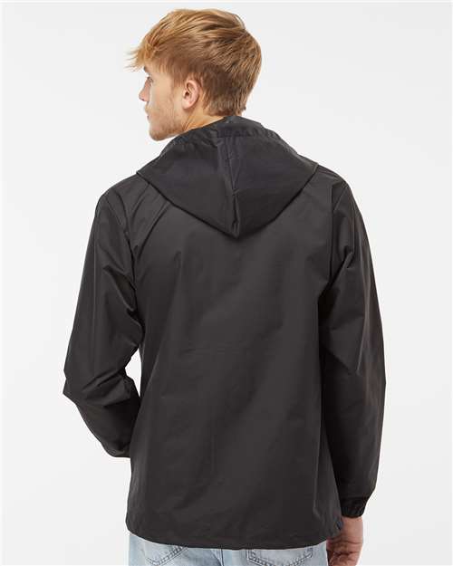 Black/ Black Water-Resistant Hooded Windbreaker - EXP95NB