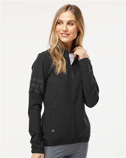 Black/ Black Women&#39;s 3-Stripes Full-Zip Jacket - A268