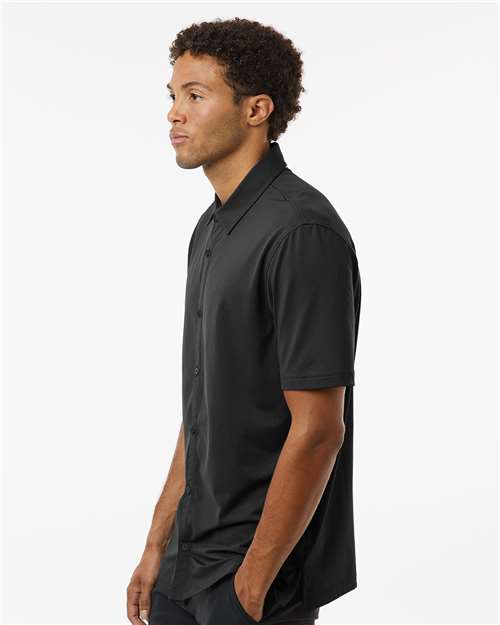 Black Button Down Short Sleeve Shirt - A595
