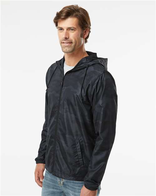 Black Camo Lightweight Windbreaker Full-Zip Jacket - EXP54LWZ