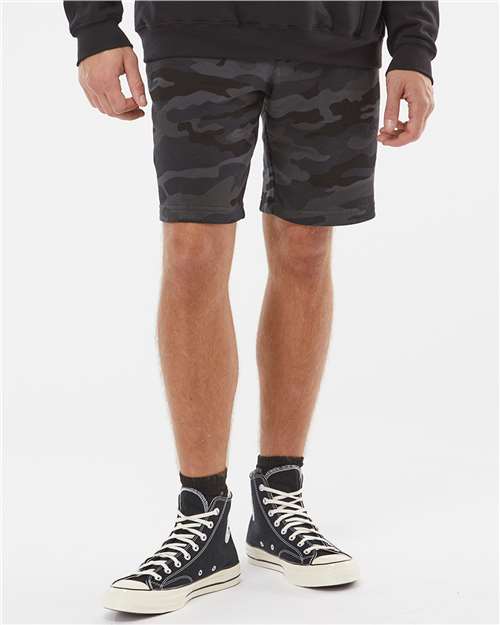 Black Camo Midweight Fleece Shorts - IND20SRT