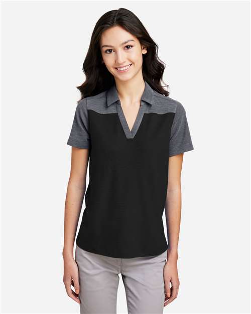 Black/ Carbon Heather Women's Fusion ChromaSoft™ Colorblock Polo - CE112CW