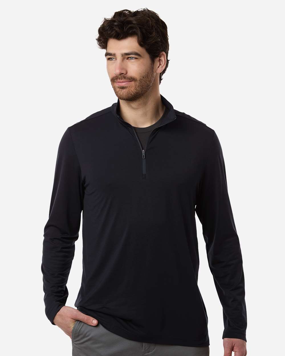 Black/ Carbon Men's JAQ Stretch Performance Quarter-Zip - NE405 plain