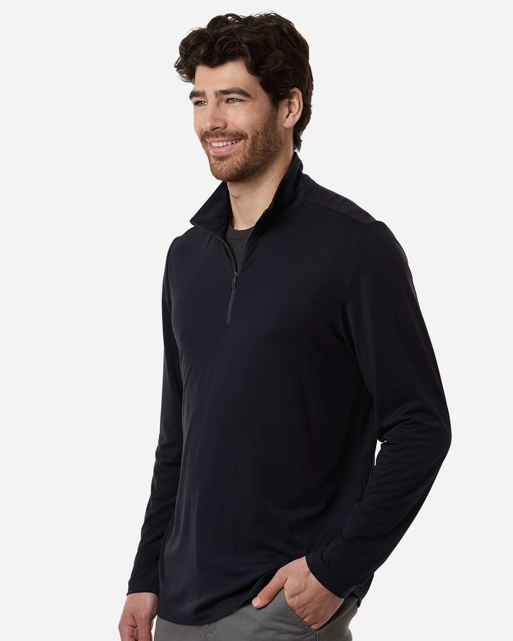 Black/ Carbon Men's JAQ Stretch Performance Quarter-Zip - NE405 plain